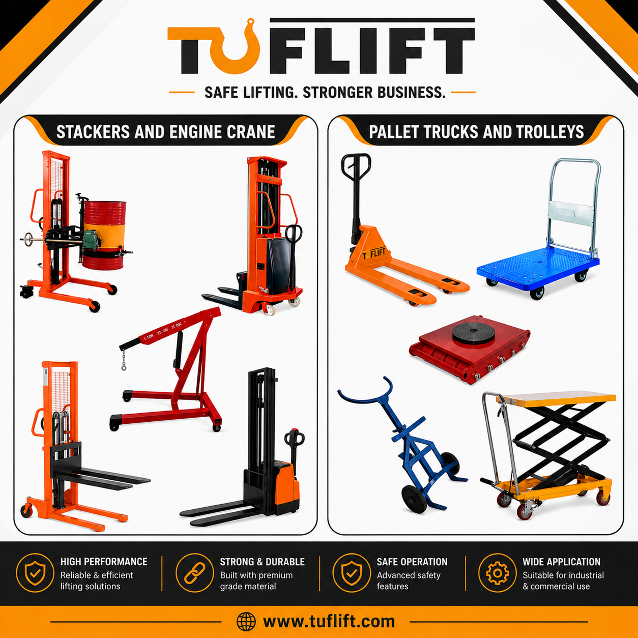Pallet trucks, trolleys and stackers